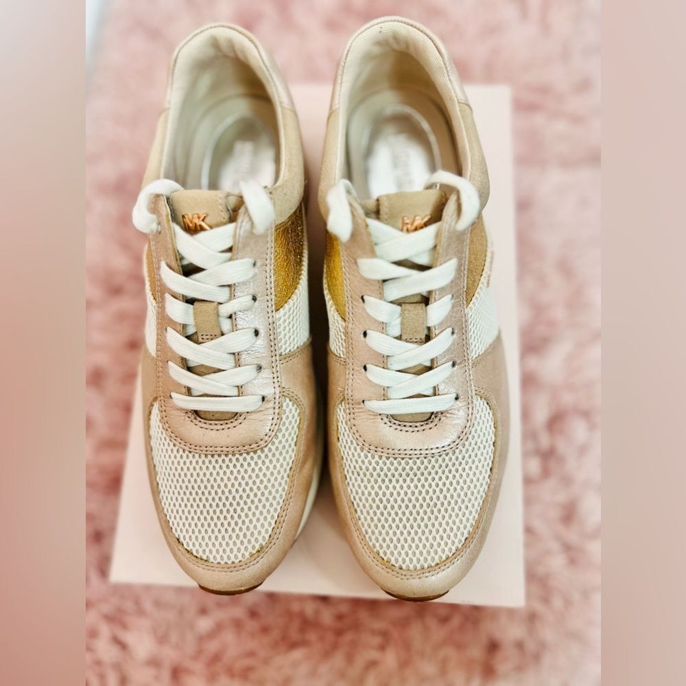 Michael Kors Allie Leather Trainers Rose Gold size 8.5 - Picture 3 of 8
